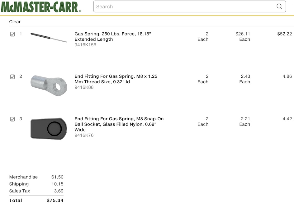 McMaster Carr Vanagon Hatch Strut Example